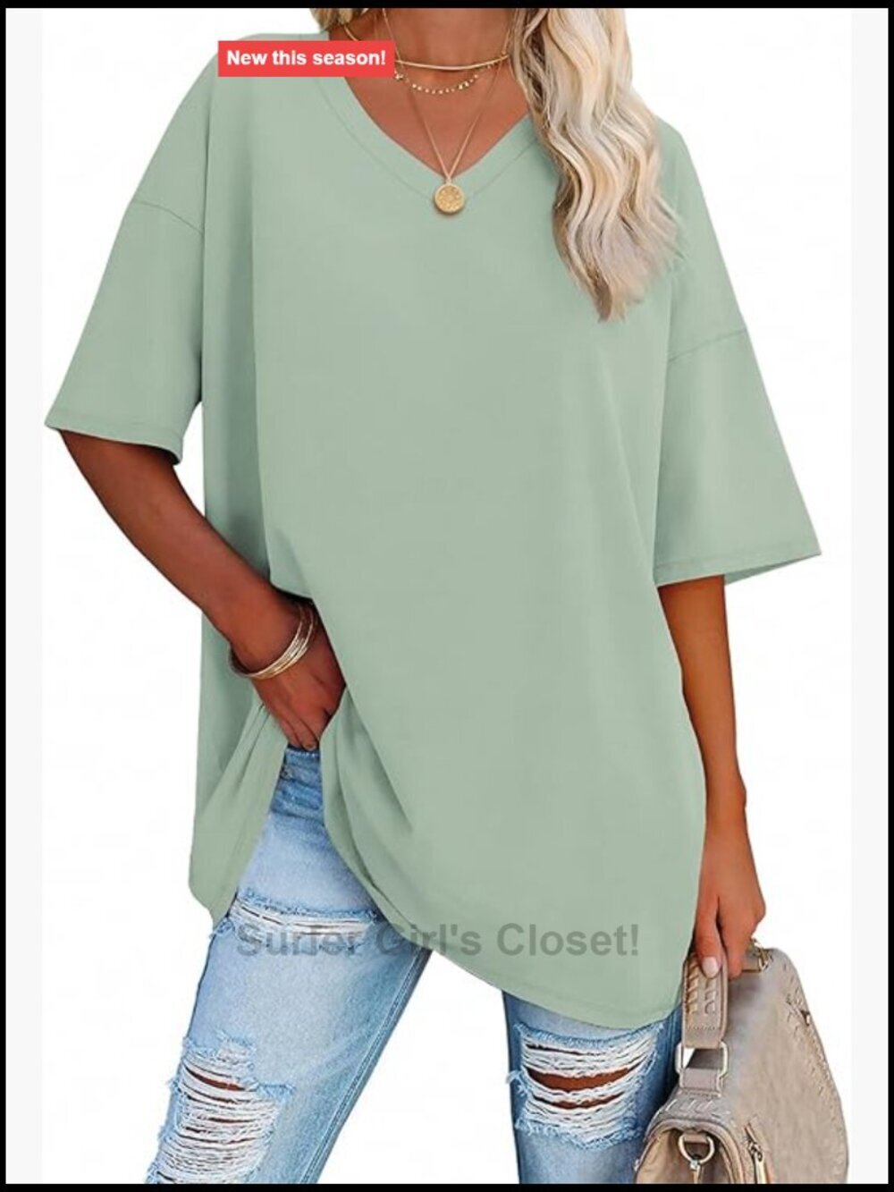 Oversized V Neck Tunic Tee Plus Size Workout Beach Top